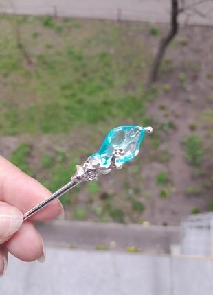 Ніжна китайська паличка для волосся з кристалом пелюсткою7 фото