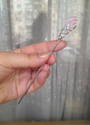 Ніжна китайська паличка для волосся з кристалом пелюсткою3 фото