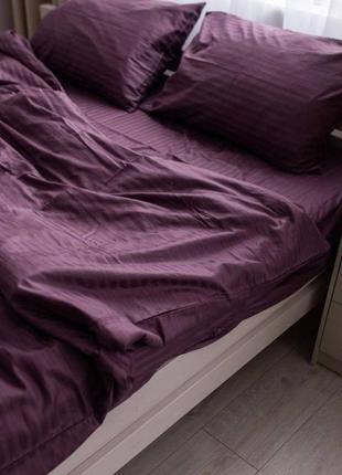Страйп-сатин, комплект постельного белья марсала3 фото