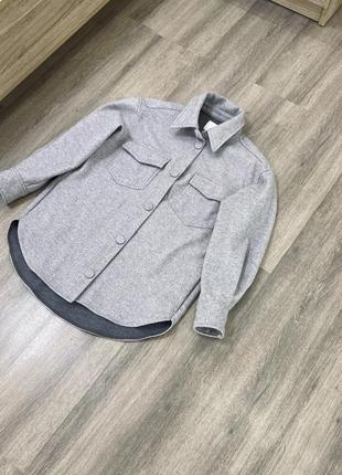 H&m cos zara mango asos размер xs/s в наличии женская утепленная куртка рубашка one size тренд  сезона серая теплая базовая оригинал usa h&m3 фото