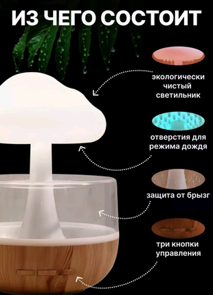 Зволожувач повітря гриб з ефектом дощу5 фото