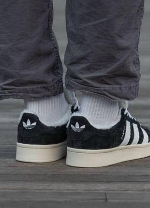 Зимові adidas campus winter на хутрі black\white3 фото