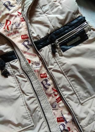 Куртка демисезонная с кожаными рукавами4 фото