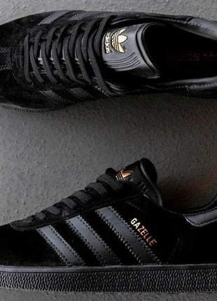 Чорні замшеві кросівки адідас газель унісекс adidas gazelle black