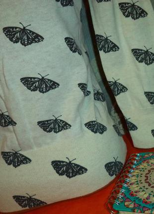 Кроп джемпер в бабочки с рукавом 3\44 фото