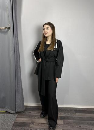 Жіночий костюм нарядний брючний чорний modna kazka mknp3585-1