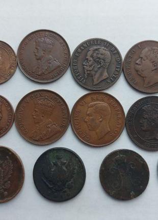 Монети британія, франція, італія, крони, colli та ін.1 фото