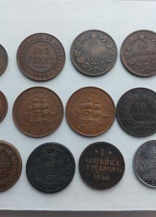 Монети британія, франція, італія, крони, colli та ін.2 фото