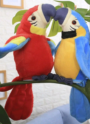 Говорящий попугай повторюшка синий parrot talking5 фото