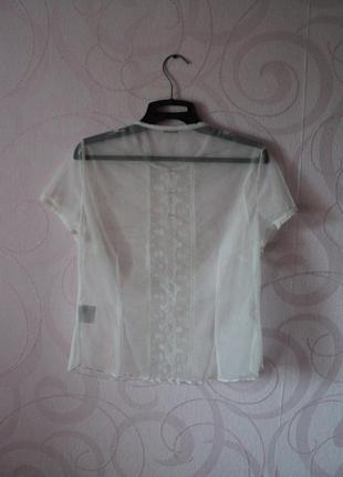 Прозрачный топ-футболка с вышивкой5 фото