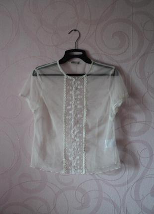 Прозрачный топ-футболка с вышивкой