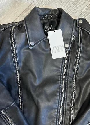 Шикарная куртка zara новая коллекция, тренд, винтаж, косухая кожанка2 фото