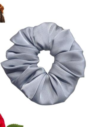 Об’ємна шовкова резинка 13 см maxi fashion колір сіро синій