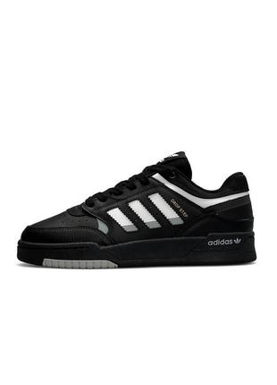 Мужские кроссовки adidas originals drop step black черные кожаные кеды адидас дроп степ