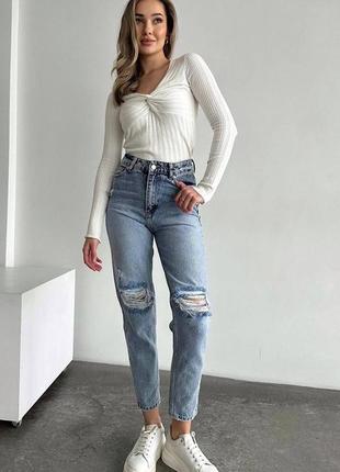 Женские джинсовые брюки джинсы мом с разрезами 25 - 312 фото