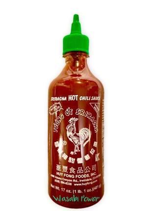 Соус шрірача гострий чилі (82.3% чилі) sriracha huy fong 481g