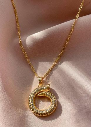 Роскошная подвеска в стиле cartier гвоздь в позолоте с камушками