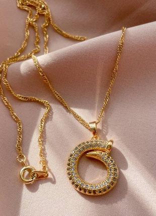 Роскошная подвеска в стиле cartier гвоздь в позолоте с камушками