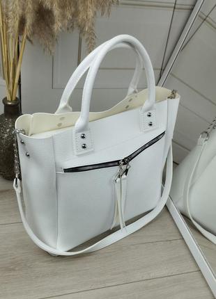 Женская стильная и качественная сумка из искусственной кожи белая2 фото