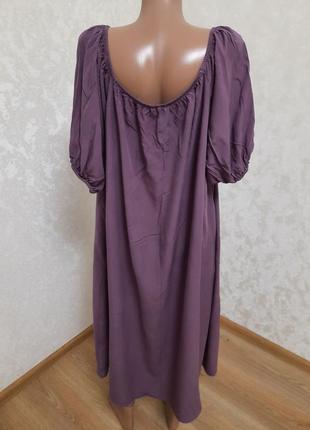 Актуальное вискозное лавандовое платье свободный большой размер5 фото