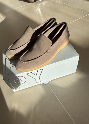 Лофери 37 сірий коричневий prpy натуральний замш та шкіра