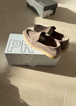 Лофери 37 сірий коричневий prpy натуральний замш та шкіра