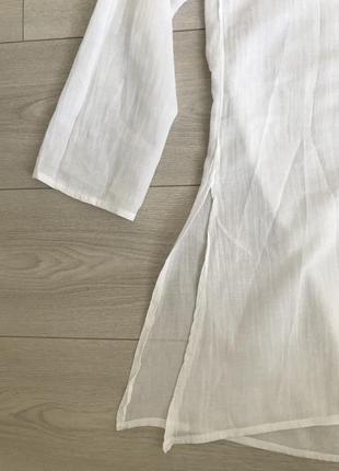 Белоснежная туника рубашка мальдины из воздушного хлопка4 фото