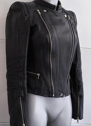 Шкіряна куртка- косуха zara чорного кольору4 фото