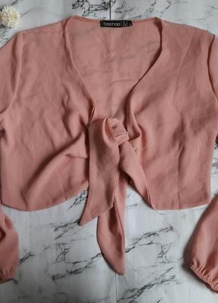 Ніжно-рожевий топ блуза на зав'язці