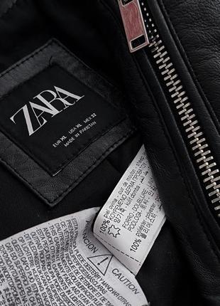 Шкіряна куртка- косуха zara із натуральної шкіри чорного кольору8 фото