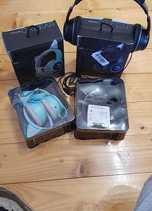Навушники з вушками та rgb підсвіткою cat ear akz-022