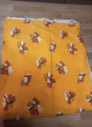 Тканина ситець жовтий з квітами радянщина натуральна тканина