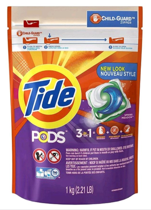 Капсули для прання універсальні tide 3-в-1 весняний луг, 42 шт.