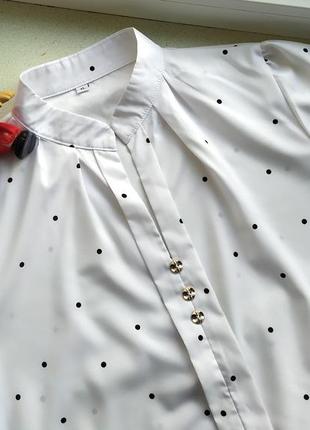 Ошатна біла блуза в горошки2 фото