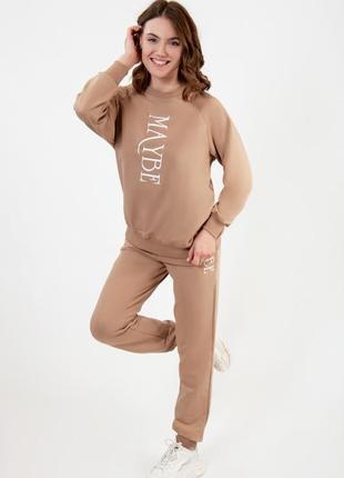 Женский стильный спортивный костюм двунитка, демисезонный комплект свитшот и спортивные штаны двунитка осень весна4 фото