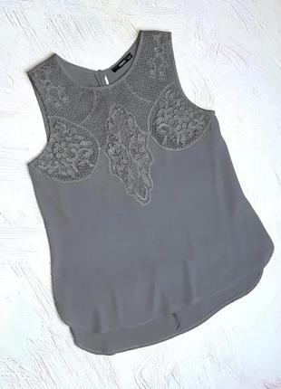 💝2+1=4 фирменная серая блуза блузка с кружевом oasis, размер 46 - 487 фото