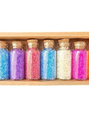 Набір різнокольорового бісеру для створення прикрас "розкіш квітів" у скляних баночках || творчість