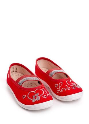 Туфлі дитячі лодочка на резинці betty червоні вишивка l-731b-1-kt5 фото