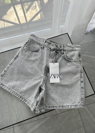 Базовые серые джинсовые шорты зара1 фото