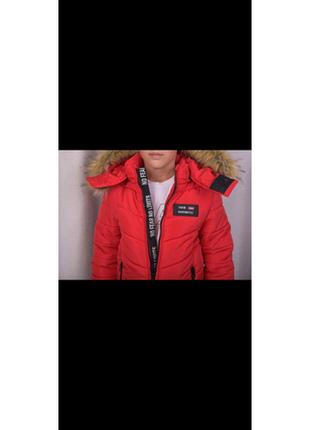 Зимова куртка на хлопчика червона і чорна7 фото