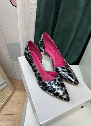 Эксклюзивные женские туфли из натуральной кожи леопард 1182 фото