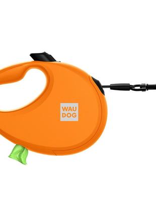 Повідець-рулетка для собак waudog r-leash з контейнером для пакетів, світловідбивна стрічка, m, до 20 кг, 5м,2 фото