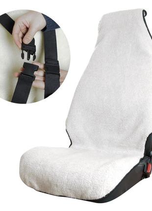 Накидки на сидения меховые белые передние 1+1  шт, (регул.підгол-ик/спинка на карабінах)