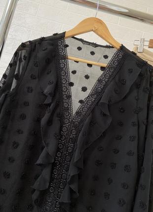 Блуза с рюшами, размер м, цвет черный2 фото