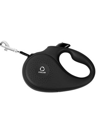 Повідець-рулетка collar для собак, розмір m, 25 кг, 5 м, стрічка чорний2 фото