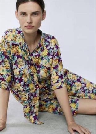Блузка,рубашка в цветочный принт от zara2 фото