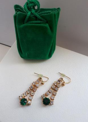 Нарядные брендовые серьги со сверкающими камнями,xuping jewelry.4 фото