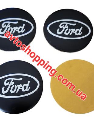 Наклейки на ковпачки, заглушки, наклейки на диски ford форд 56 мм чорний 4 шт