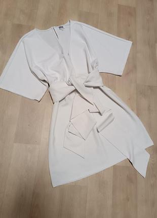 Белое свободное платье make way кимоно7 фото