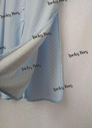 Сукні міді з довгими рукавами, блакитна в білий горох9 фото